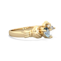 Aquamarine 'Our Heart' Claddagh 14K Yellow Gold ring R2388