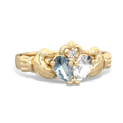 Aquamarine 'Our Heart' Claddagh 14K Yellow Gold ring R2388