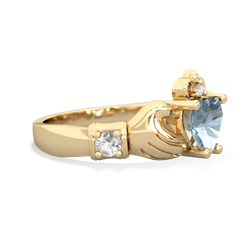 Aquamarine Claddagh Keepsake 14K Yellow Gold ring R5245