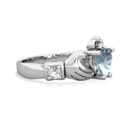 Aquamarine Claddagh Keepsake 14K White Gold ring R5245