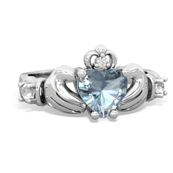 Aquamarine Claddagh Keepsake 14K White Gold ring R5245