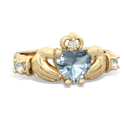 Aquamarine Claddagh Keepsake 14K Yellow Gold ring R5245