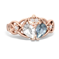 Aquamarine 'One Heart' Celtic Knot Claddagh 14K Rose Gold ring R5322