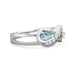 Aquamarine Diamond Infinity 14K White Gold ring R5390