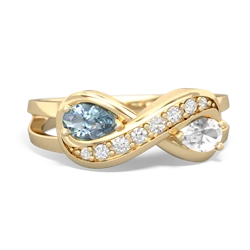 Aquamarine Diamond Infinity 14K Yellow Gold ring R5390