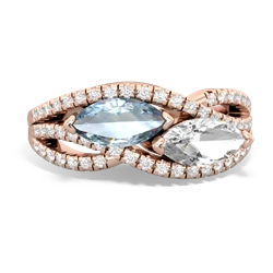 Aquamarine Diamond Rivers 14K Rose Gold ring R3070