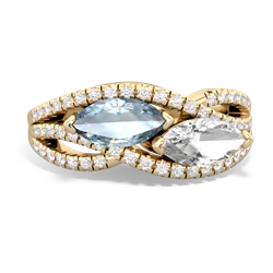 Aquamarine Diamond Rivers 14K Yellow Gold ring R3070