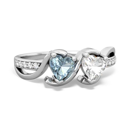Aquamarine Side By Side 14K White Gold ring R3090