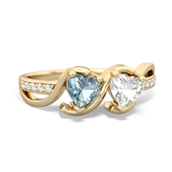 Aquamarine Side By Side 14K Yellow Gold ring R3090