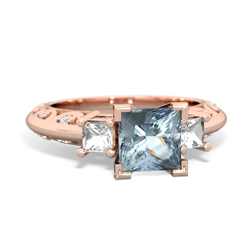 Aquamarine Eternal Embrace Engagement 14K Rose Gold ring C2001