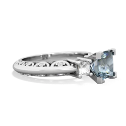 Aquamarine Eternal Embrace Engagement 14K White Gold ring C2001