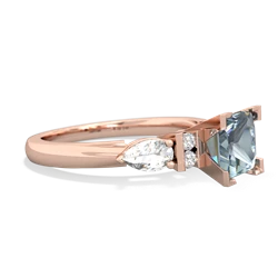 Aquamarine 6Mm Princess Eternal Embrace Engagement 14K Rose Gold ring C2002