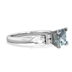 Aquamarine 6Mm Princess Eternal Embrace Engagement 14K White Gold ring C2002