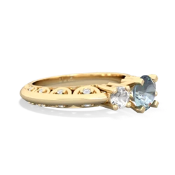 Aquamarine Art Deco Eternal Embrace Engagement 14K Yellow Gold ring C2003