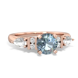 Aquamarine 6Mm Round Eternal Embrace Engagement 14K Rose Gold ring R2005