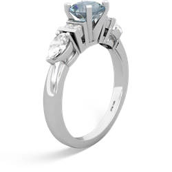 Aquamarine 6Mm Round Eternal Embrace Engagement 14K White Gold ring R2005