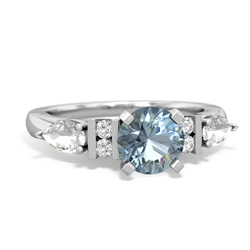 Aquamarine 6Mm Round Eternal Embrace Engagement 14K White Gold ring R2005