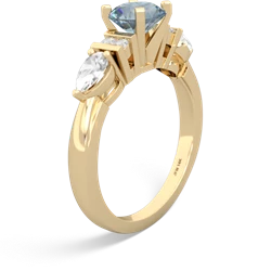 Aquamarine 6Mm Round Eternal Embrace Engagement 14K Yellow Gold ring R2005