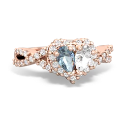 Aquamarine Diamond Twist 'One Heart' 14K Rose Gold ring R2640HRT