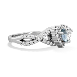 Aquamarine Diamond Twist 'One Heart' 14K White Gold ring R2640HRT