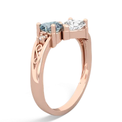 Aquamarine Snuggling Hearts 14K Rose Gold ring R2178