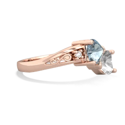 Aquamarine Snuggling Hearts 14K Rose Gold ring R2178