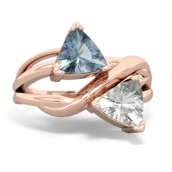 Aquamarine Split Band Swirl 14K Rose Gold ring R2341