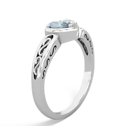 Aquamarine Filligree 'One Heart' 14K White Gold ring R5070