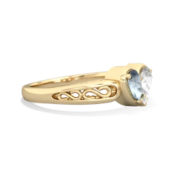 Aquamarine Filligree 'One Heart' 14K Yellow Gold ring R5070