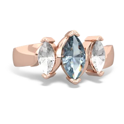 Aquamarine Three Peeks 14K Rose Gold ring R2433