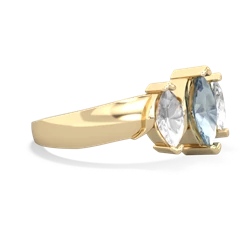 Aquamarine Three Peeks 14K Yellow Gold ring R2433