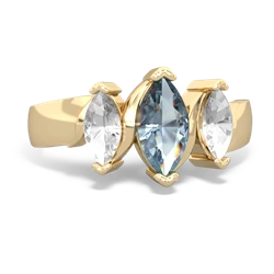 Aquamarine Three Peeks 14K Yellow Gold ring R2433