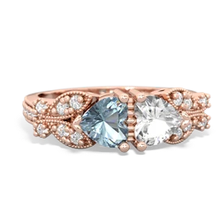 Aquamarine Diamond Butterflies 14K Rose Gold ring R5601