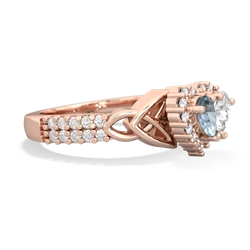 Aquamarine Celtic Knot Two Hearts As One 14K Rose Gold ring R2644HRT