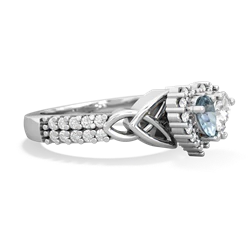 Aquamarine Celtic Knot Two Hearts As One 14K White Gold ring R2644HRT