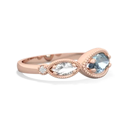 Aquamarine Milgrain Marquise 14K Rose Gold ring R5700