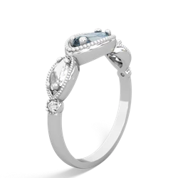 Aquamarine Milgrain Marquise 14K White Gold ring R5700