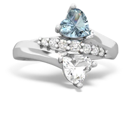 Aquamarine Heart To Heart 14K White Gold ring R2064