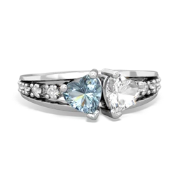 Aquamarine Heart To Heart 14K White Gold ring R3342