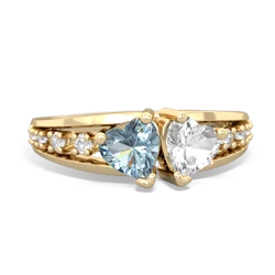 Aquamarine Heart To Heart 14K Yellow Gold ring R3342