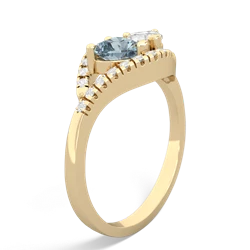 Aquamarine Mother And Child 14K Yellow Gold ring R3010