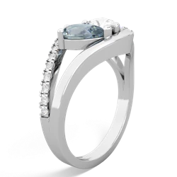 Aquamarine Nestled Heart Keepsake 14K White Gold ring R5650