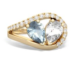 Aquamarine Nestled Heart Keepsake 14K Yellow Gold ring R5650