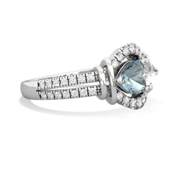 Aquamarine Art-Deco Keepsake 14K White Gold ring R5630