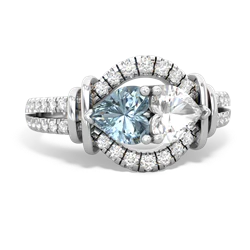 Aquamarine Art-Deco Keepsake 14K White Gold ring R5630