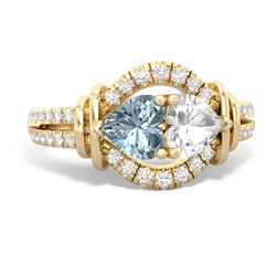 Aquamarine Art-Deco Keepsake 14K Yellow Gold ring R5630