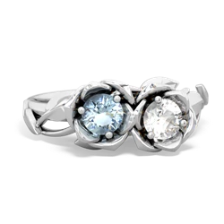 Aquamarine Rose Garden 14K White Gold ring R5510