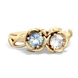 Aquamarine Rose Garden 14K Yellow Gold ring R5510