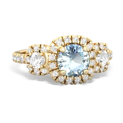 Aquamarine Regal Halo 14K Yellow Gold ring R5350