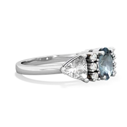 Aquamarine Antique Style Three Stone 14K White Gold ring R2186